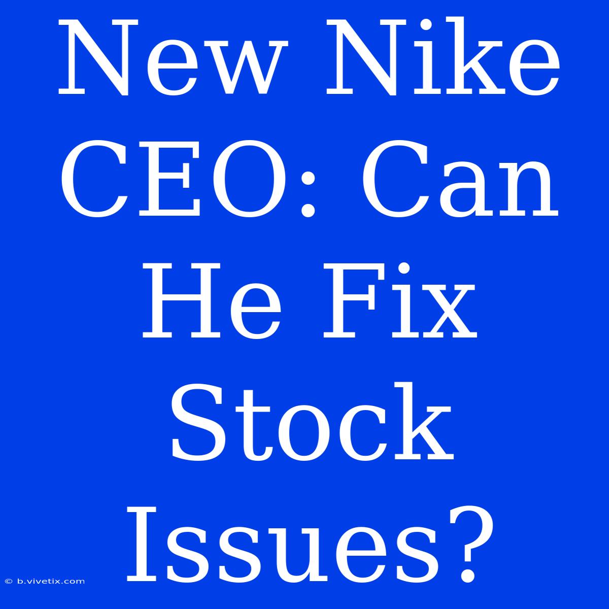 New Nike CEO: Can He Fix Stock Issues?