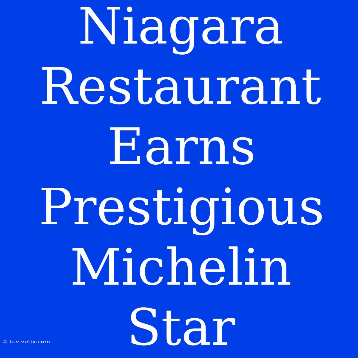 Niagara Restaurant Earns Prestigious Michelin Star