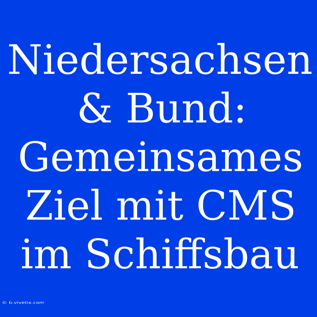 Niedersachsen & Bund: Gemeinsames Ziel Mit CMS Im Schiffsbau