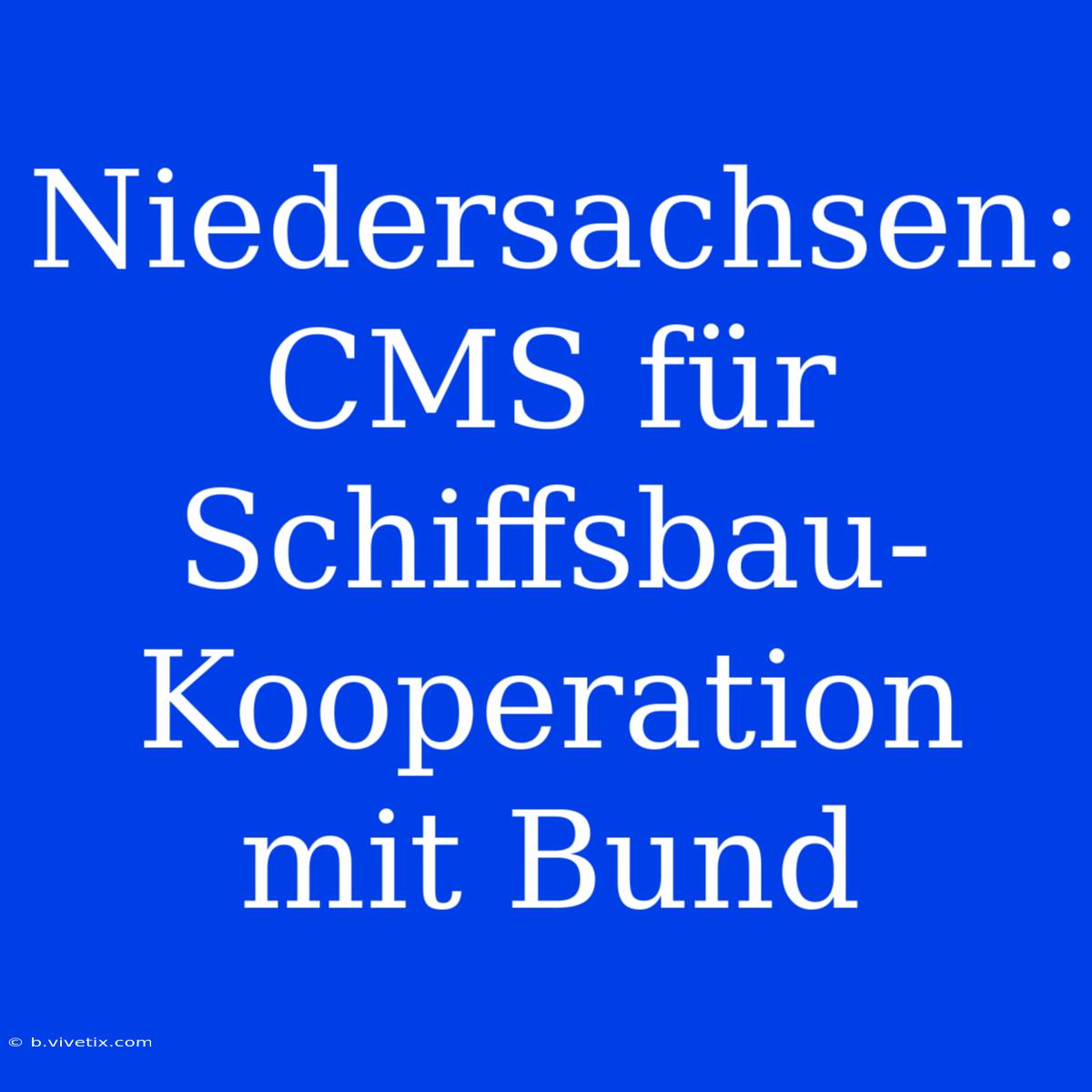 Niedersachsen: CMS Für Schiffsbau-Kooperation Mit Bund