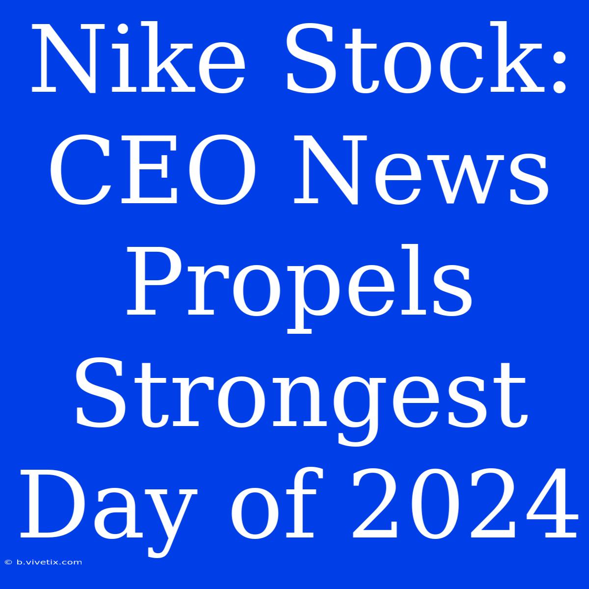 Nike Stock: CEO News Propels Strongest Day Of 2024 