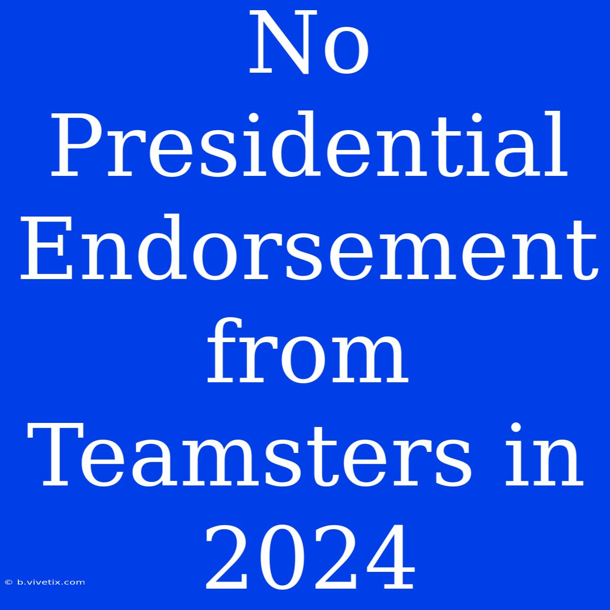 No Presidential Endorsement From Teamsters In 2024