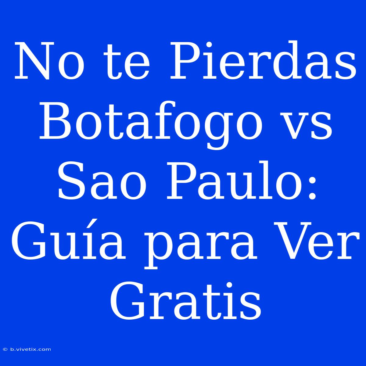 No Te Pierdas Botafogo Vs Sao Paulo: Guía Para Ver Gratis