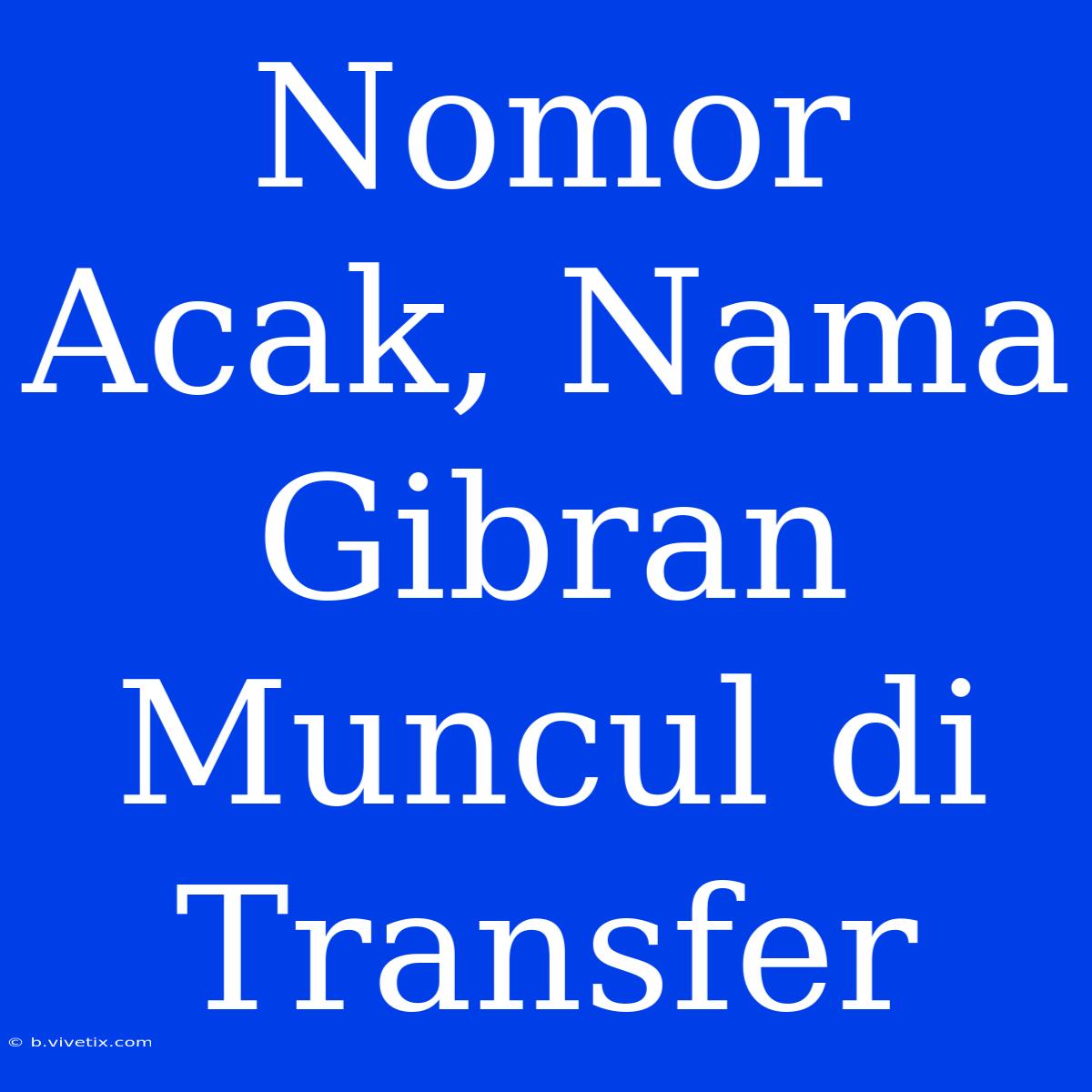 Nomor Acak, Nama Gibran Muncul Di Transfer