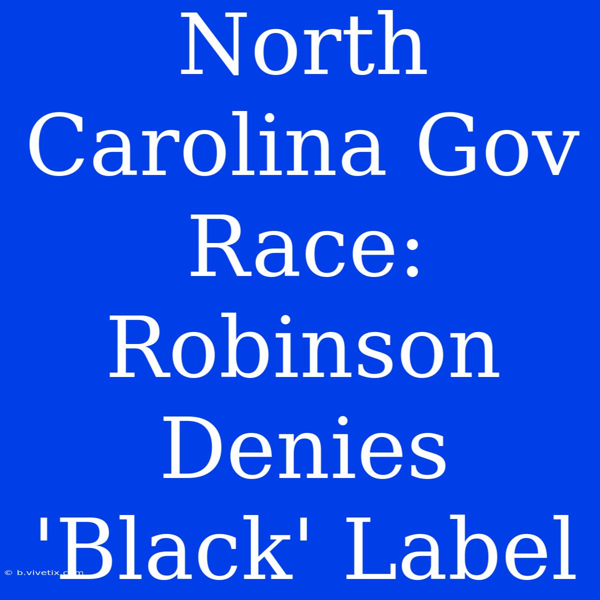 North Carolina Gov Race: Robinson Denies 'Black' Label 