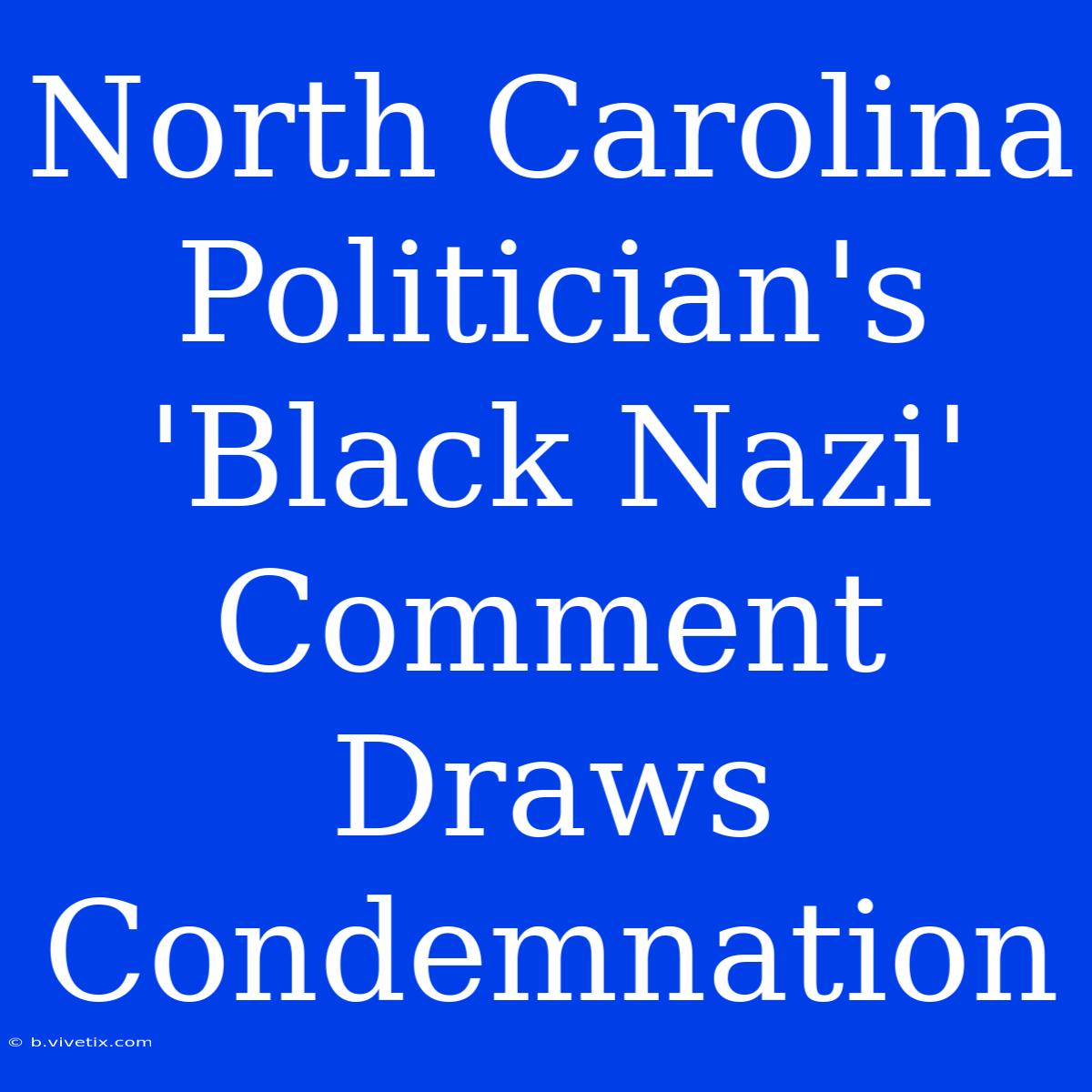 North Carolina Politician's 'Black Nazi' Comment Draws Condemnation