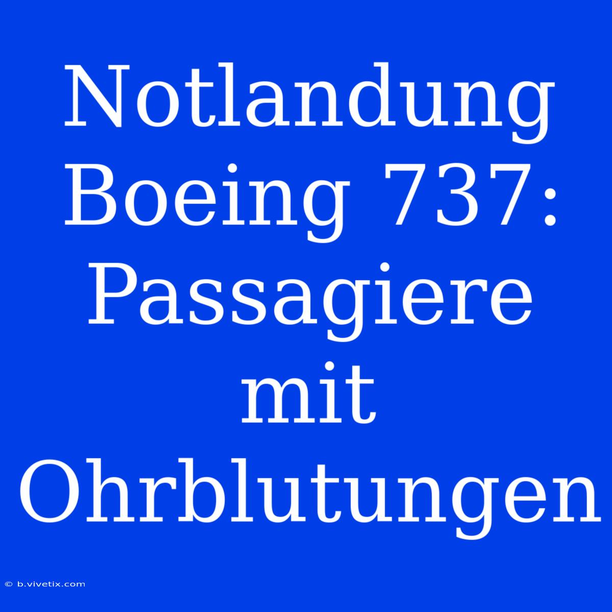 Notlandung Boeing 737: Passagiere Mit Ohrblutungen