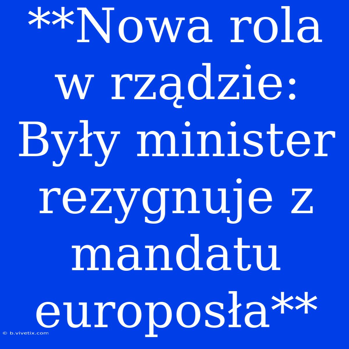 **Nowa Rola W Rządzie: Były Minister Rezygnuje Z Mandatu Europosła**