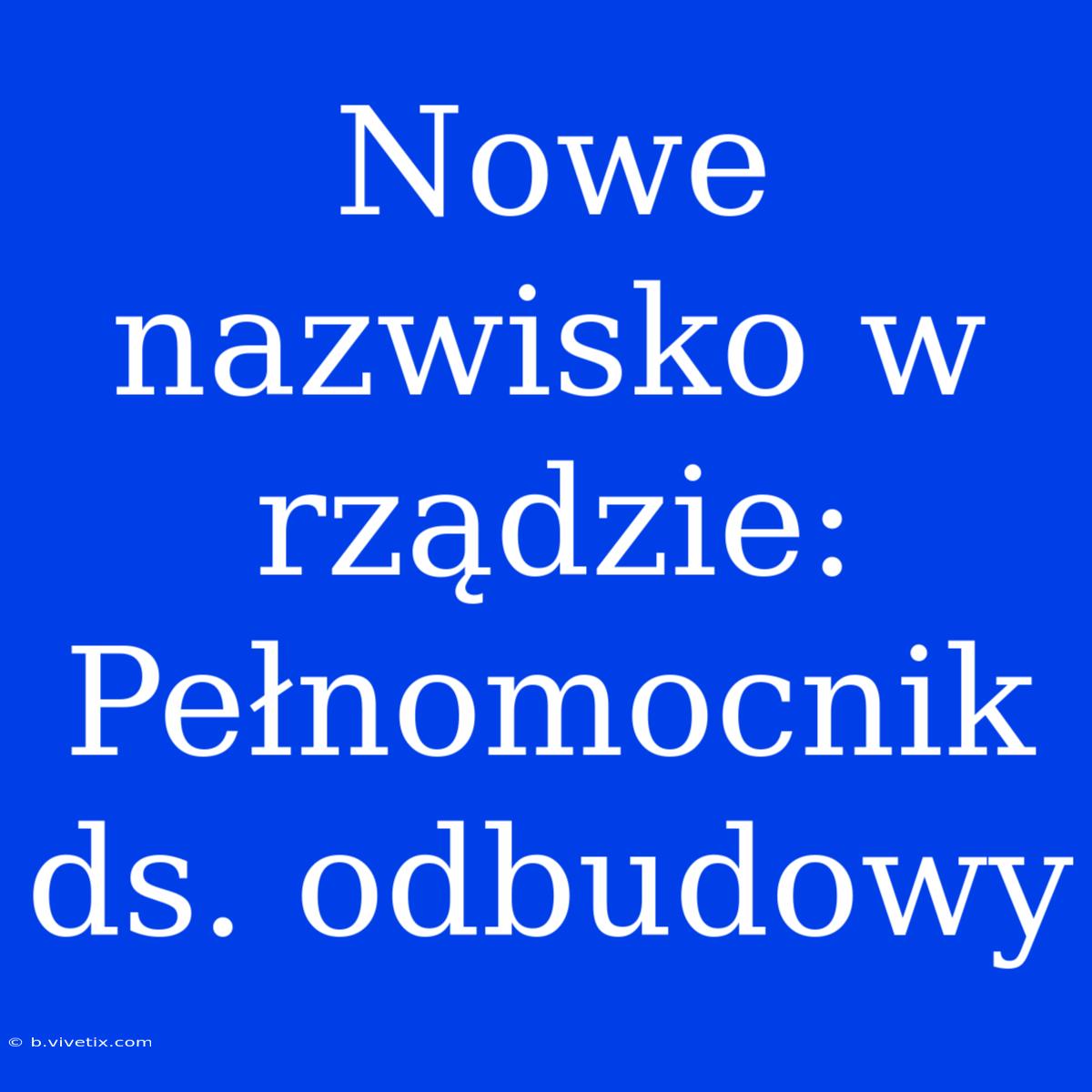 Nowe Nazwisko W Rządzie: Pełnomocnik Ds. Odbudowy