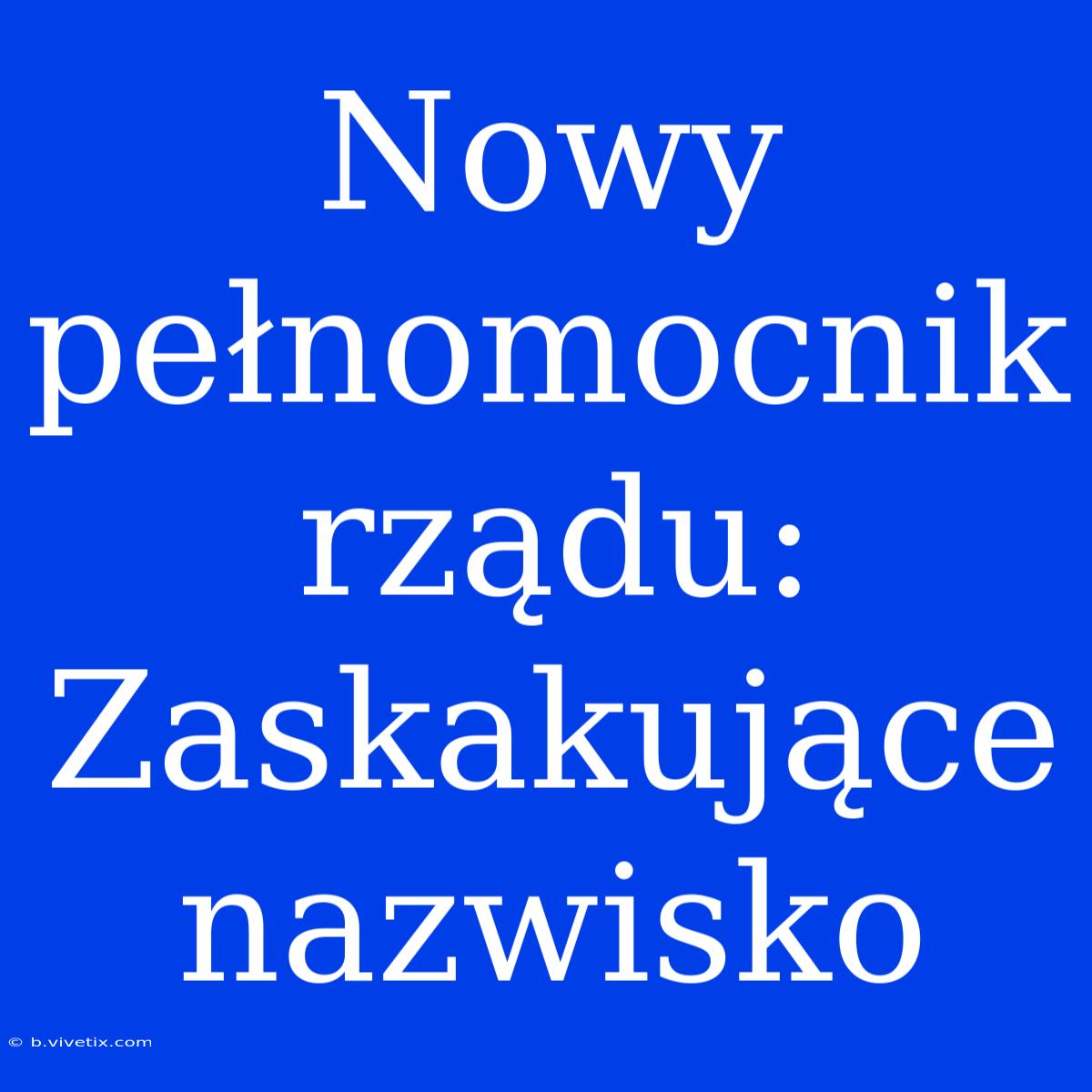 Nowy Pełnomocnik Rządu: Zaskakujące Nazwisko 