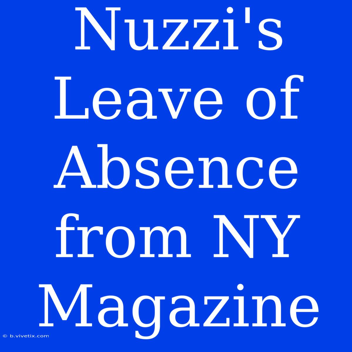 Nuzzi's Leave Of Absence From NY Magazine