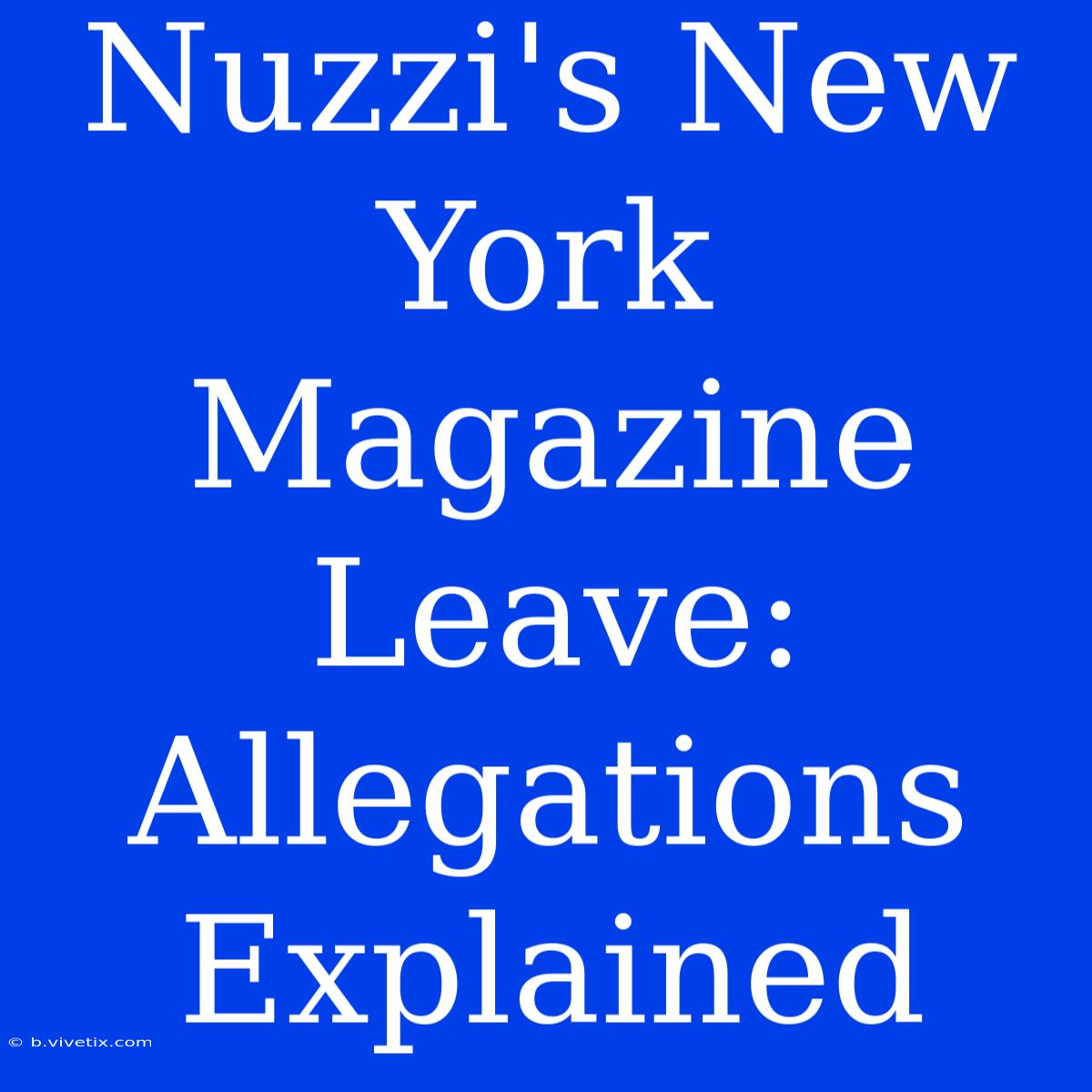 Nuzzi's New York Magazine Leave: Allegations Explained