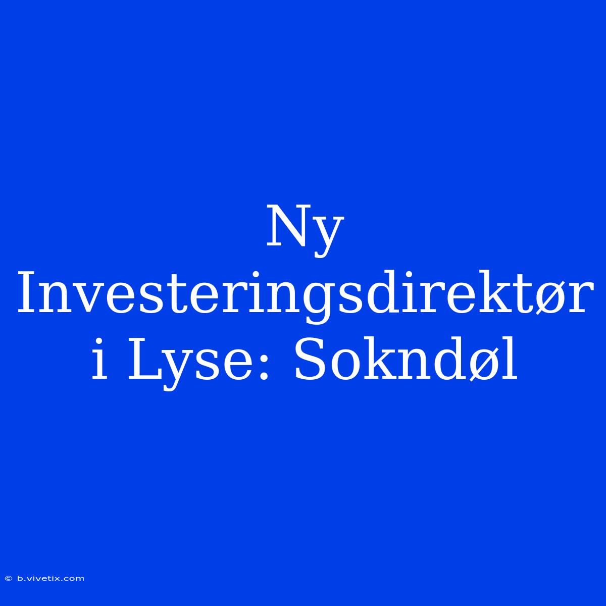 Ny Investeringsdirektør I Lyse: Sokndøl