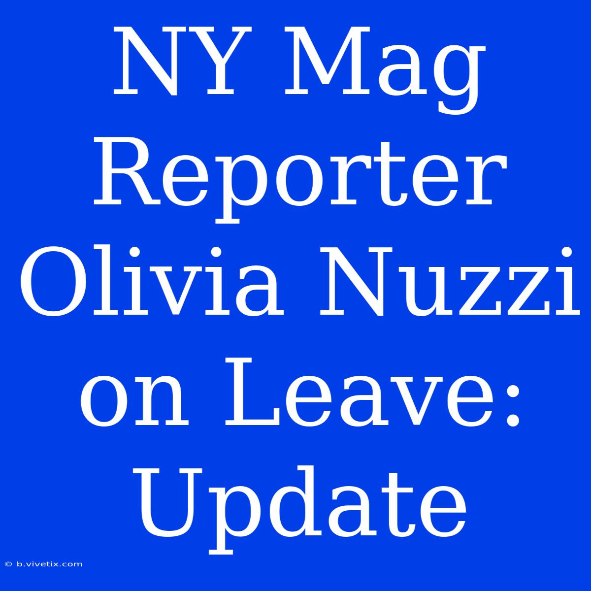 NY Mag Reporter Olivia Nuzzi On Leave: Update