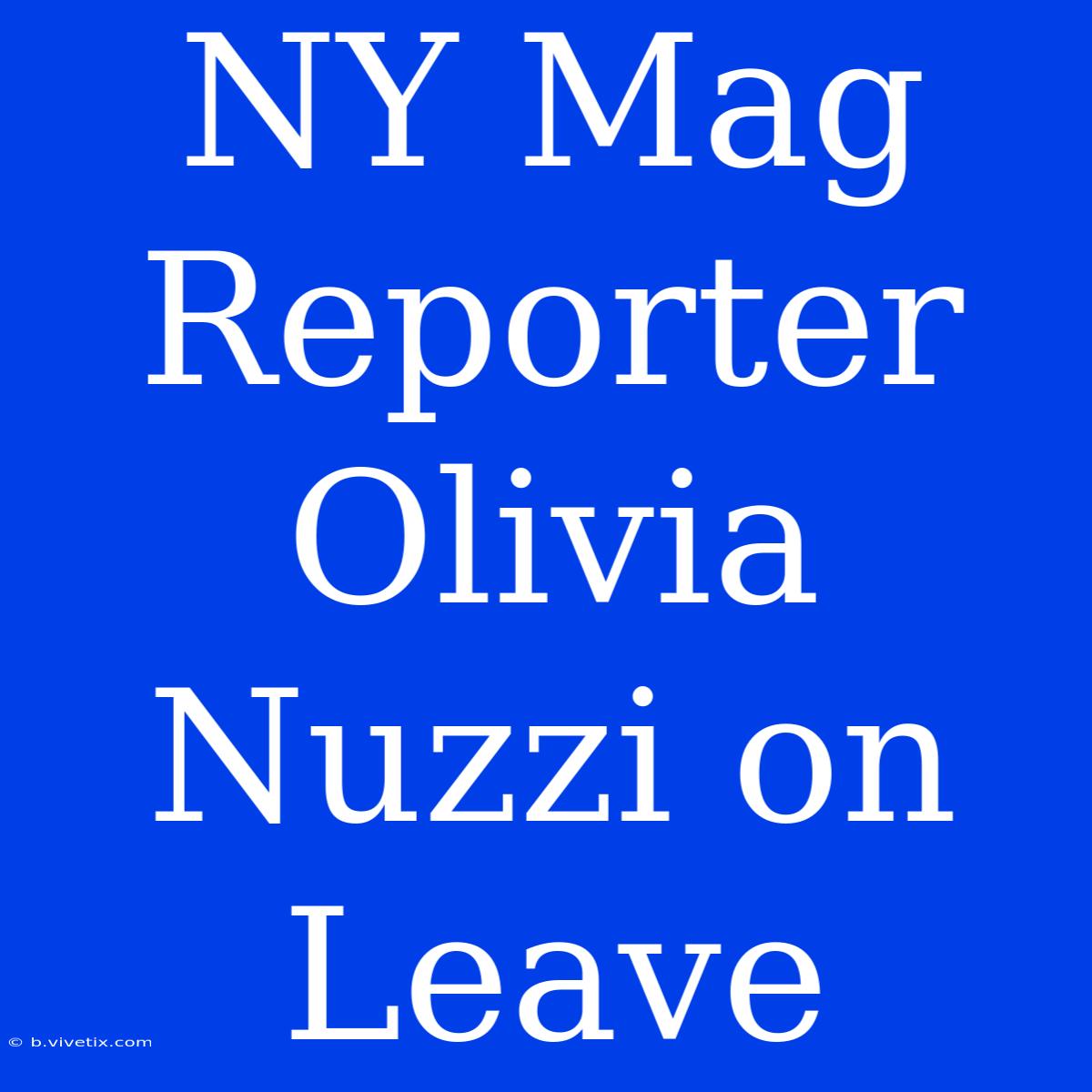 NY Mag Reporter Olivia Nuzzi On Leave