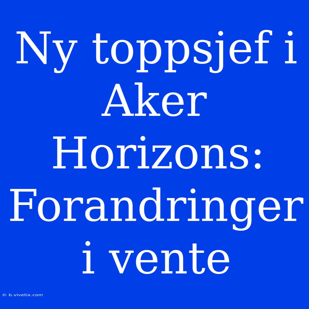 Ny Toppsjef I Aker Horizons: Forandringer I Vente