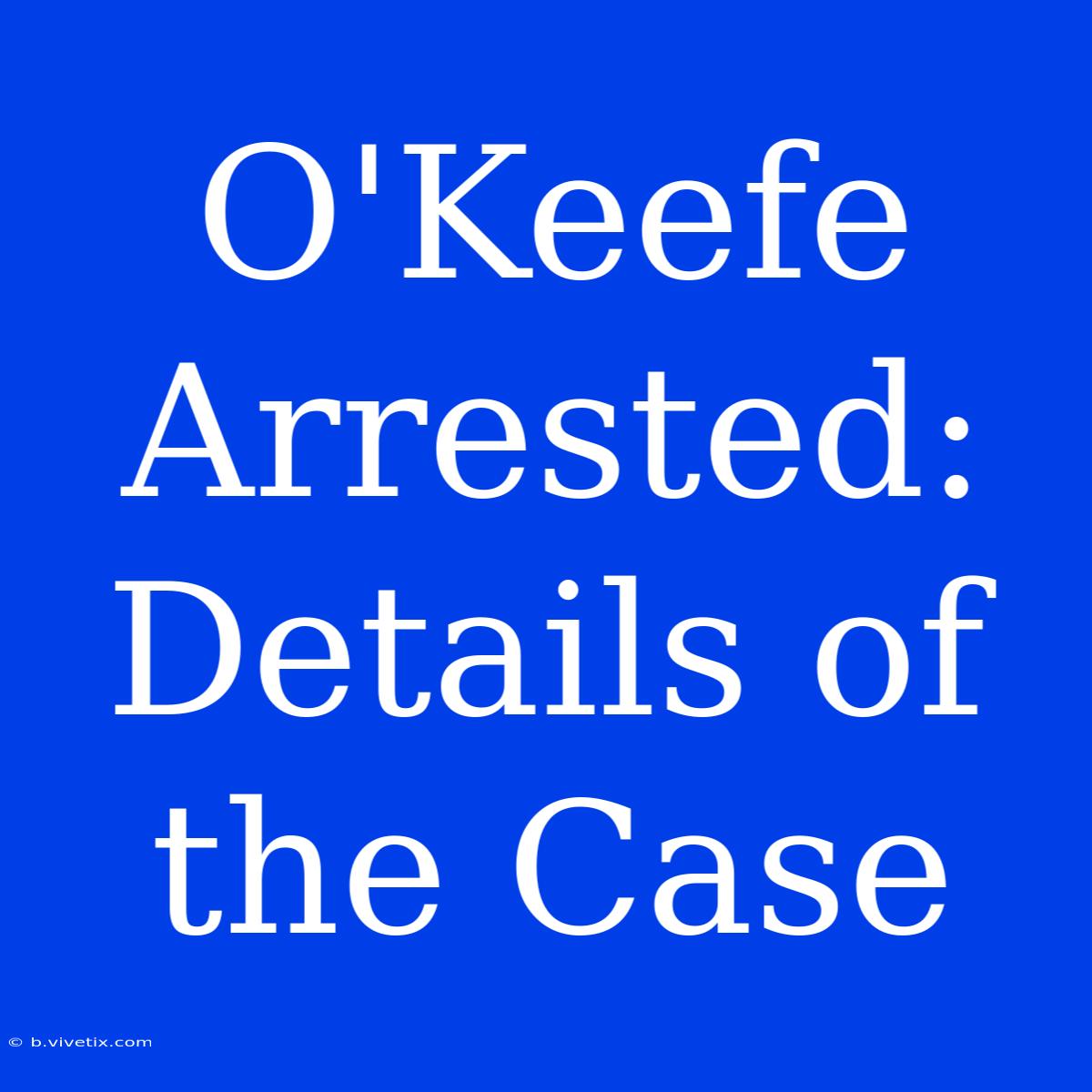 O'Keefe Arrested: Details Of The Case