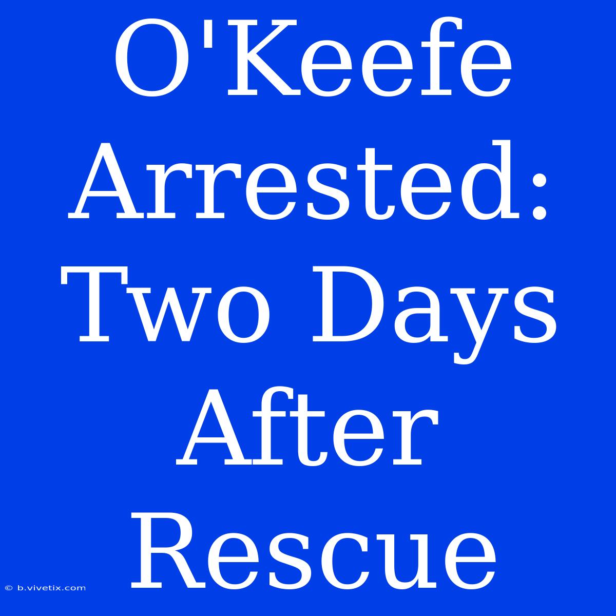 O'Keefe Arrested: Two Days After Rescue 