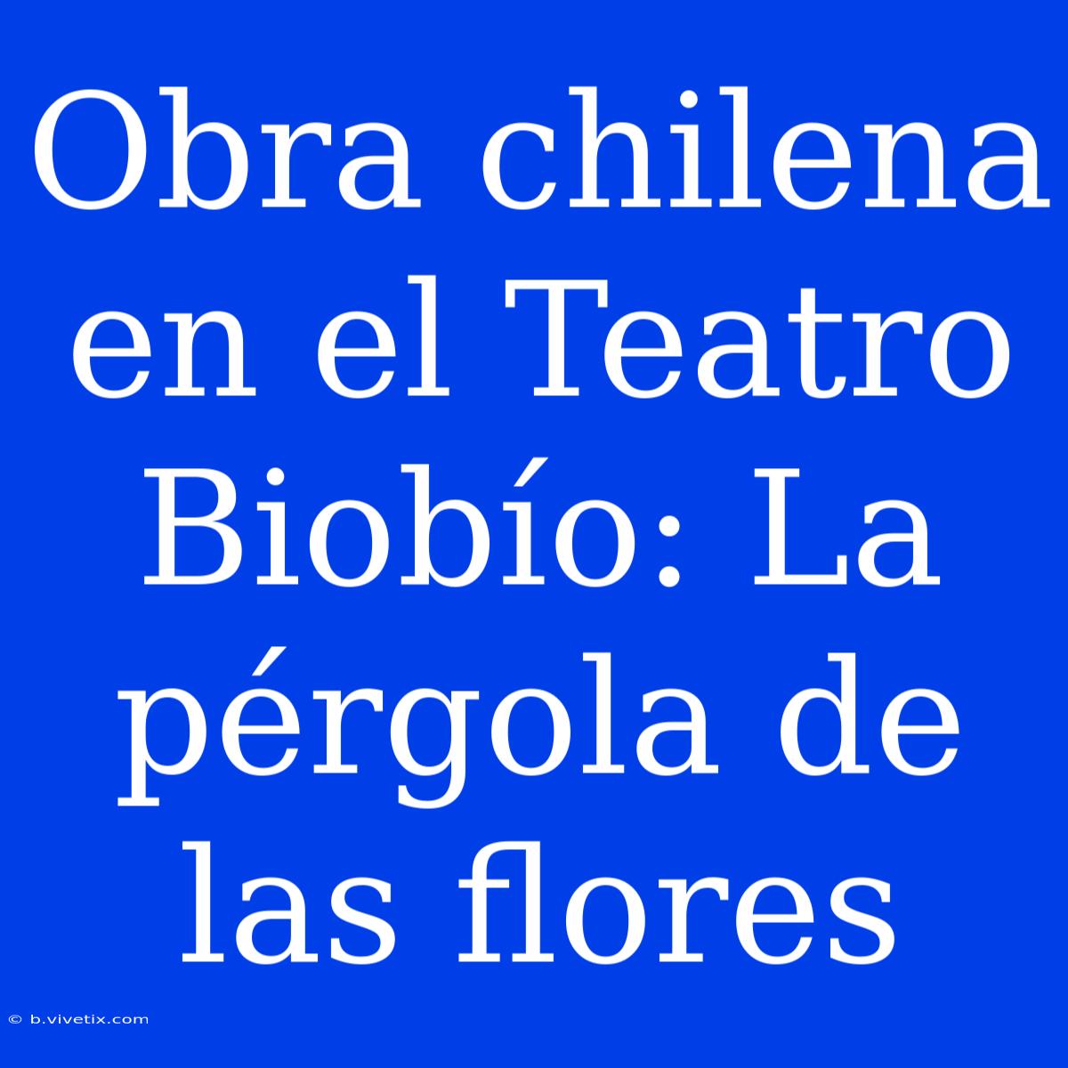 Obra Chilena En El Teatro Biobío: La Pérgola De Las Flores