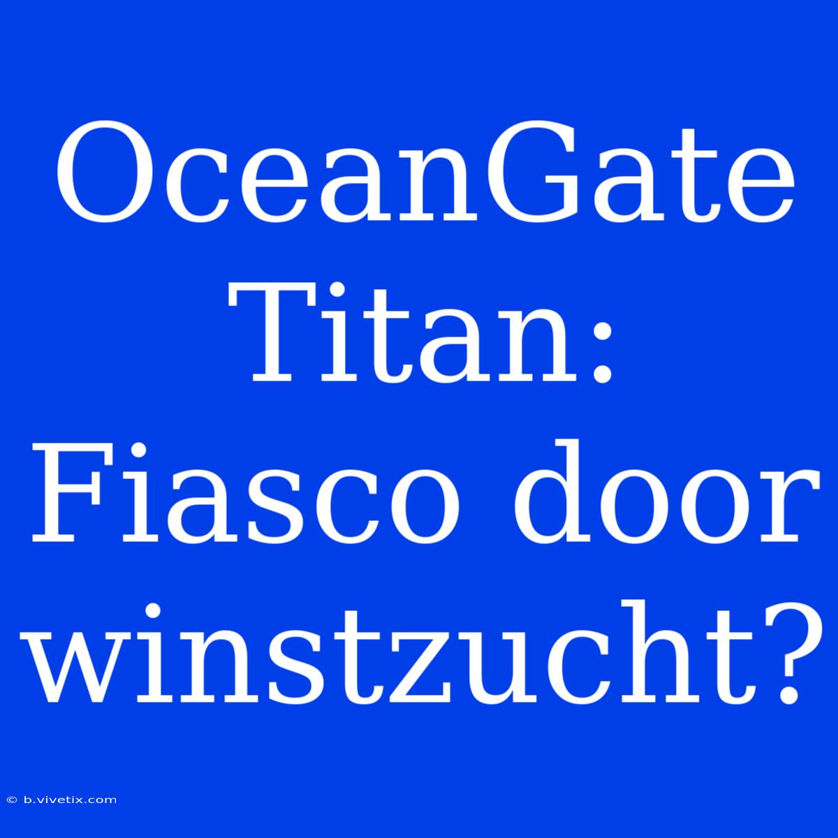 OceanGate Titan: Fiasco Door Winstzucht?