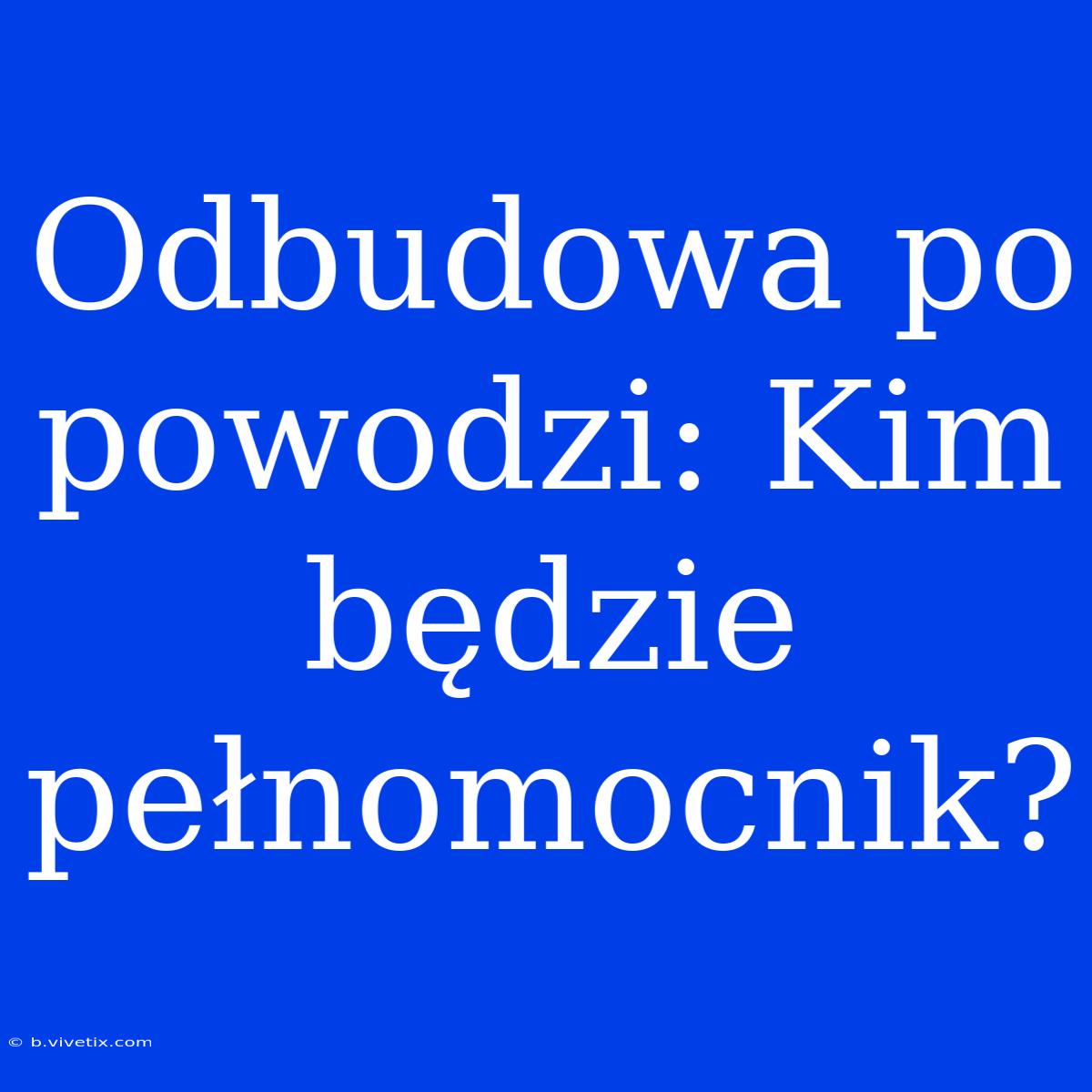 Odbudowa Po Powodzi: Kim Będzie Pełnomocnik?