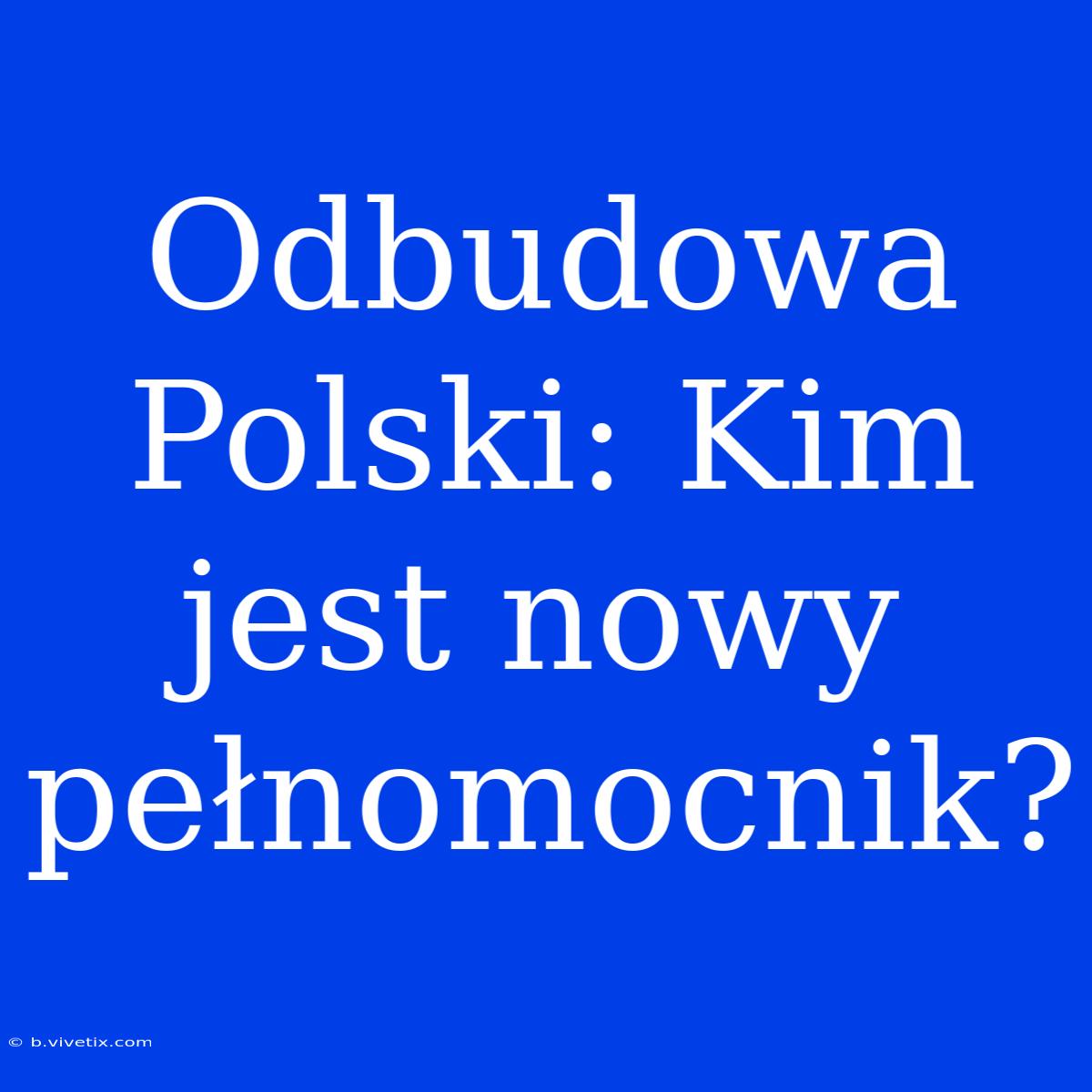 Odbudowa Polski: Kim Jest Nowy Pełnomocnik?