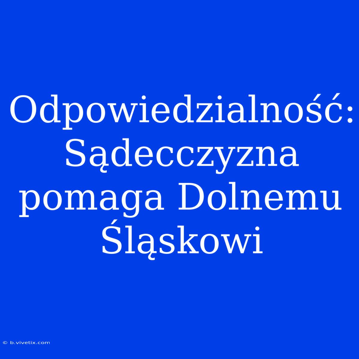 Odpowiedzialność: Sądecczyzna Pomaga Dolnemu Śląskowi