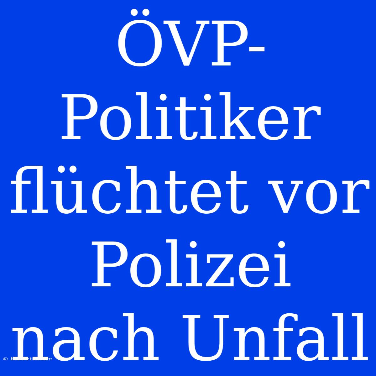 ÖVP-Politiker Flüchtet Vor Polizei Nach Unfall