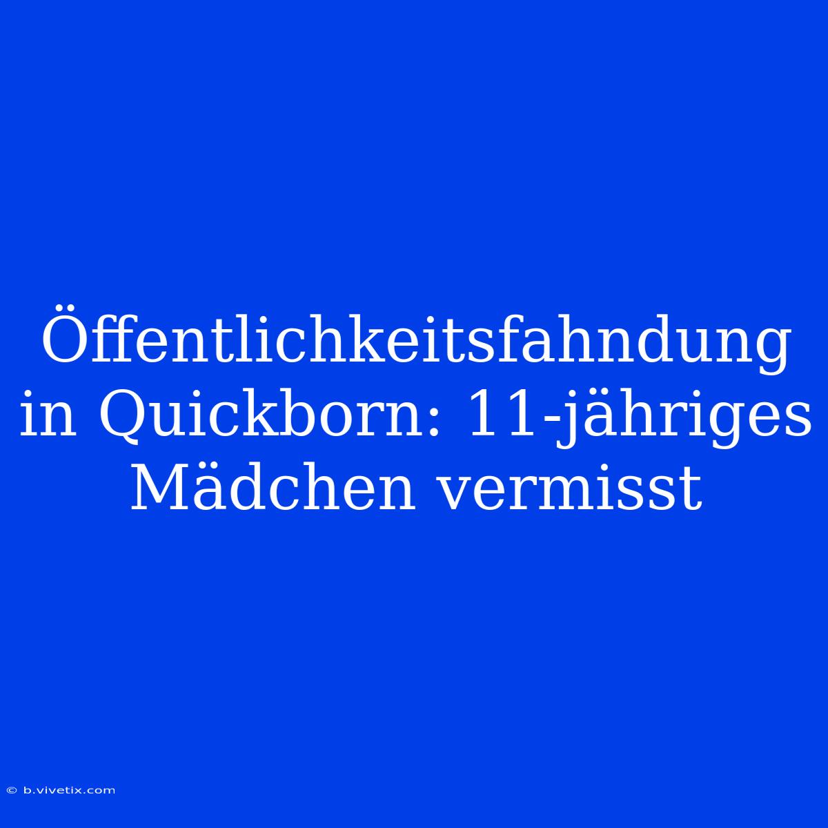 Öffentlichkeitsfahndung In Quickborn: 11-jähriges Mädchen Vermisst