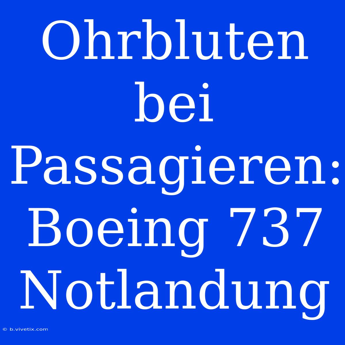 Ohrbluten Bei Passagieren: Boeing 737 Notlandung