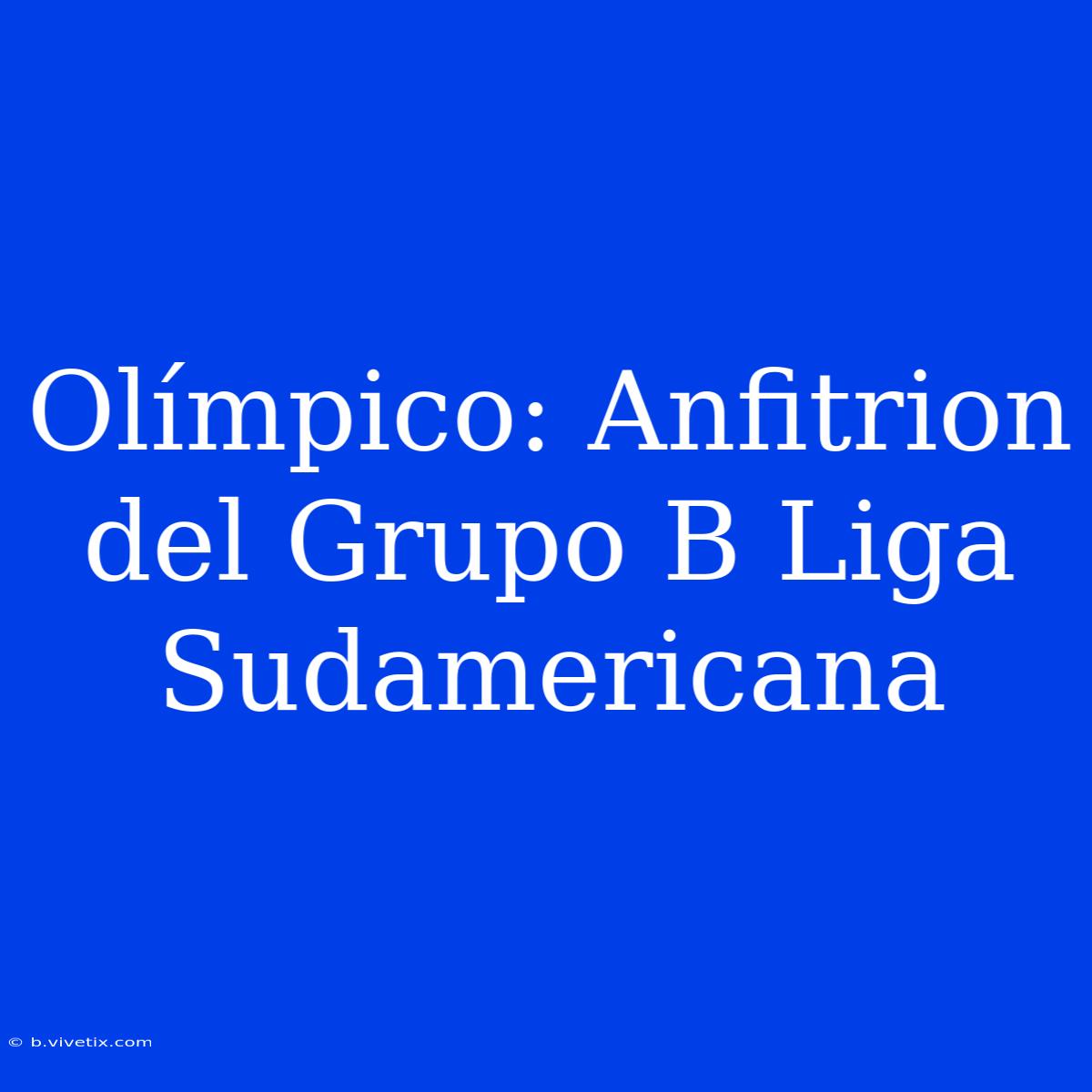 Olímpico: Anfitrion Del Grupo B Liga Sudamericana 