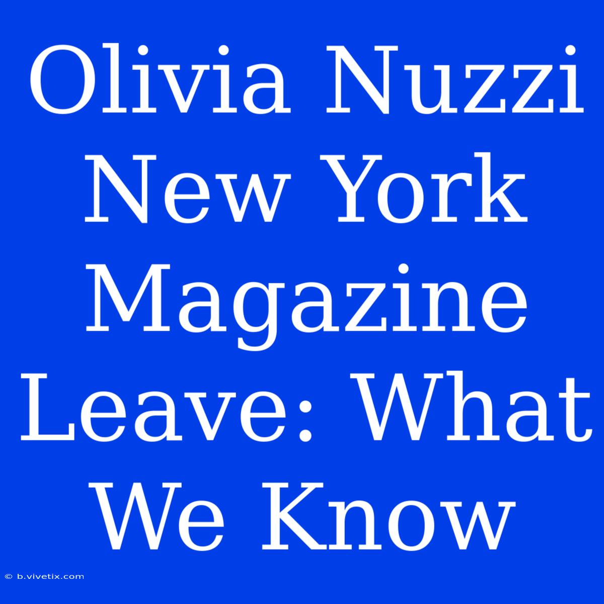 Olivia Nuzzi New York Magazine Leave: What We Know