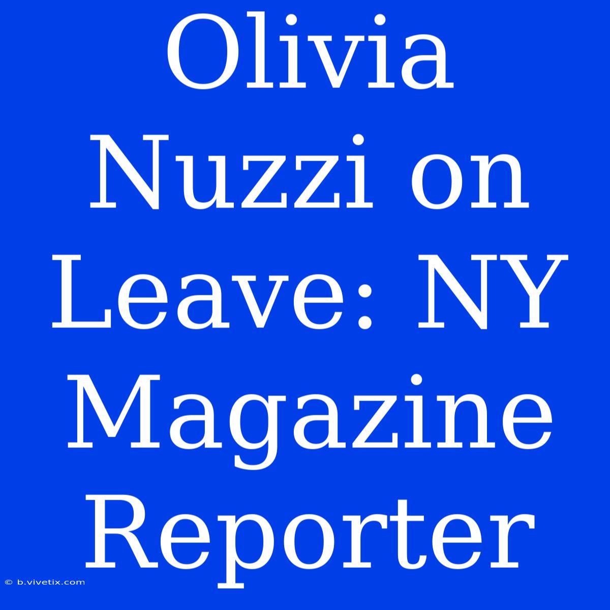 Olivia Nuzzi On Leave: NY Magazine Reporter