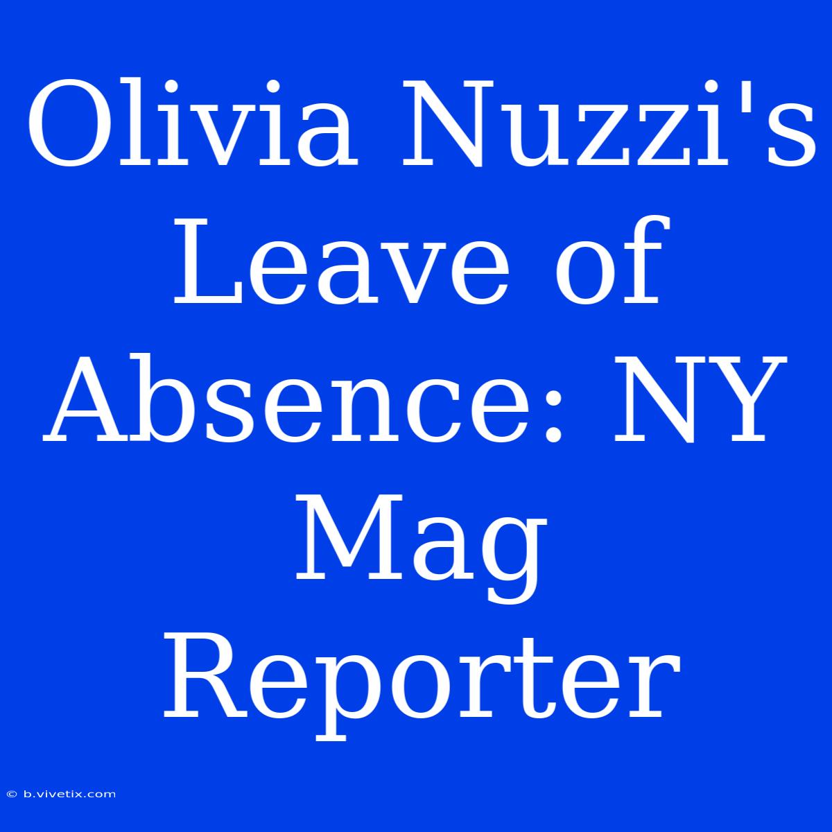 Olivia Nuzzi's Leave Of Absence: NY Mag Reporter