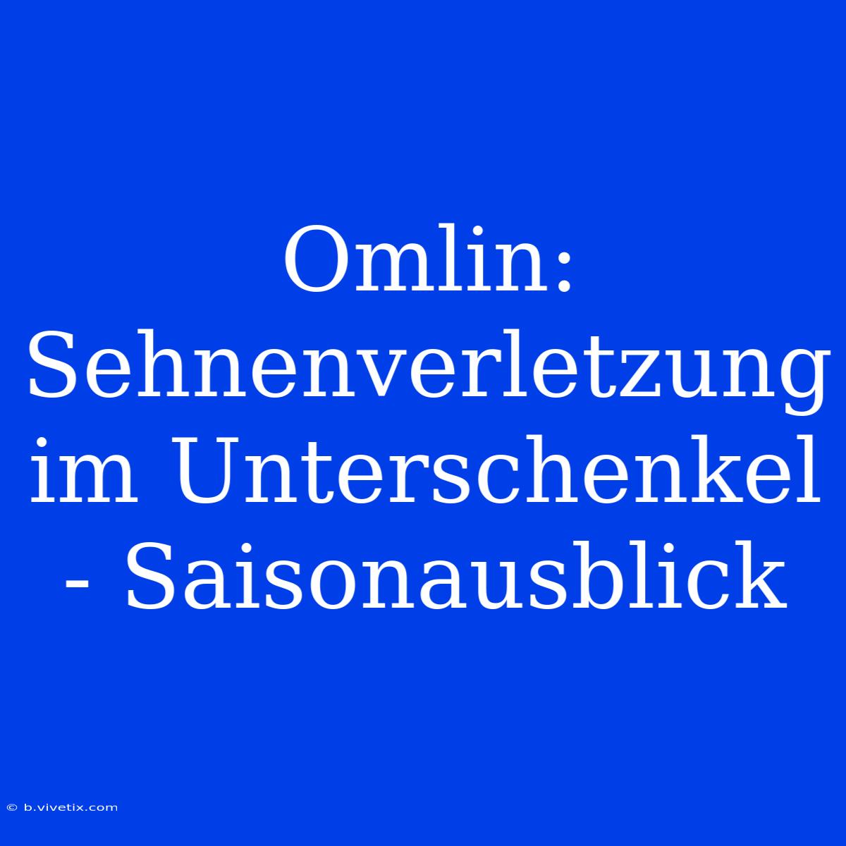 Omlin: Sehnenverletzung Im Unterschenkel - Saisonausblick