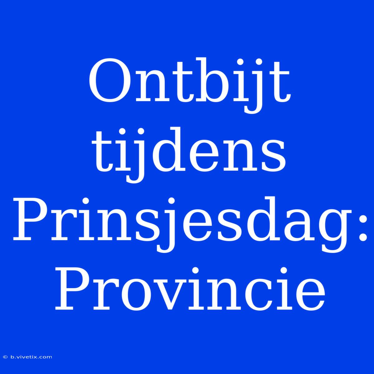 Ontbijt Tijdens Prinsjesdag: Provincie