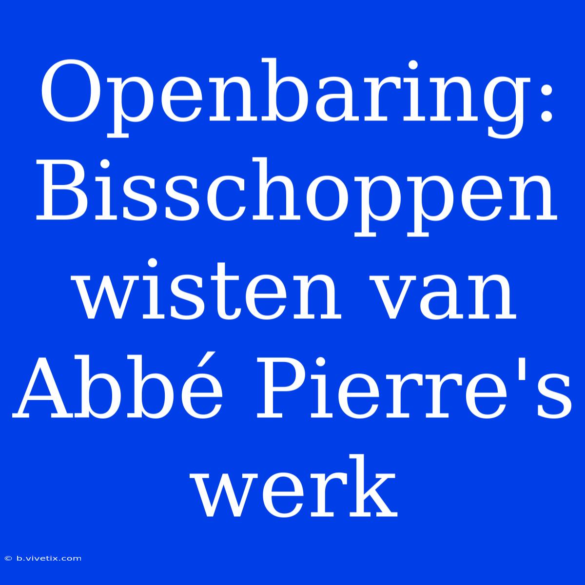 Openbaring: Bisschoppen Wisten Van Abbé Pierre's Werk