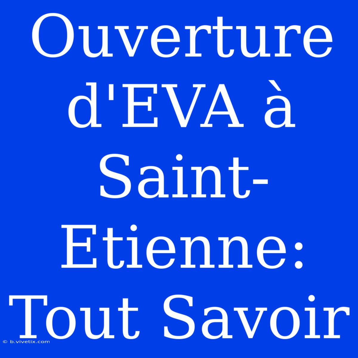 Ouverture D'EVA À Saint-Etienne: Tout Savoir