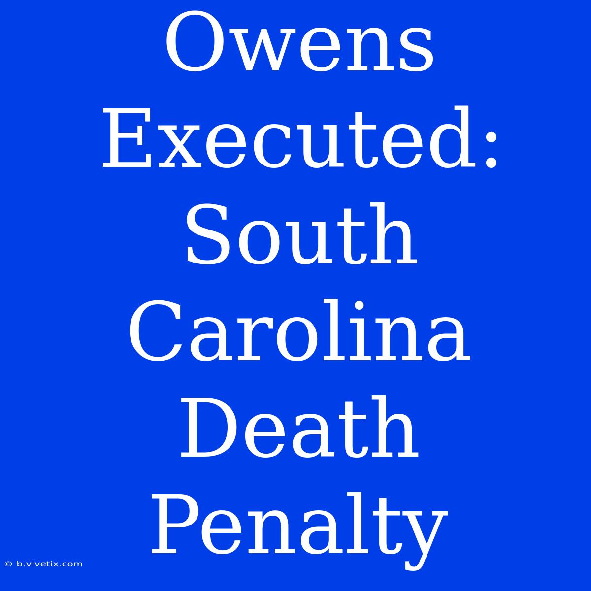 Owens Executed: South Carolina Death Penalty