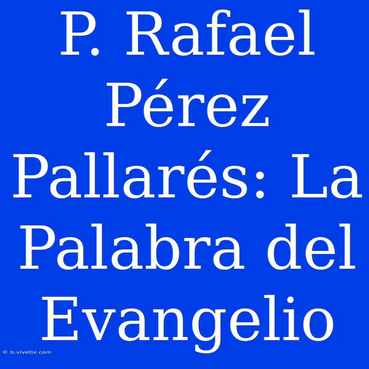 P. Rafael Pérez Pallarés: La Palabra Del Evangelio