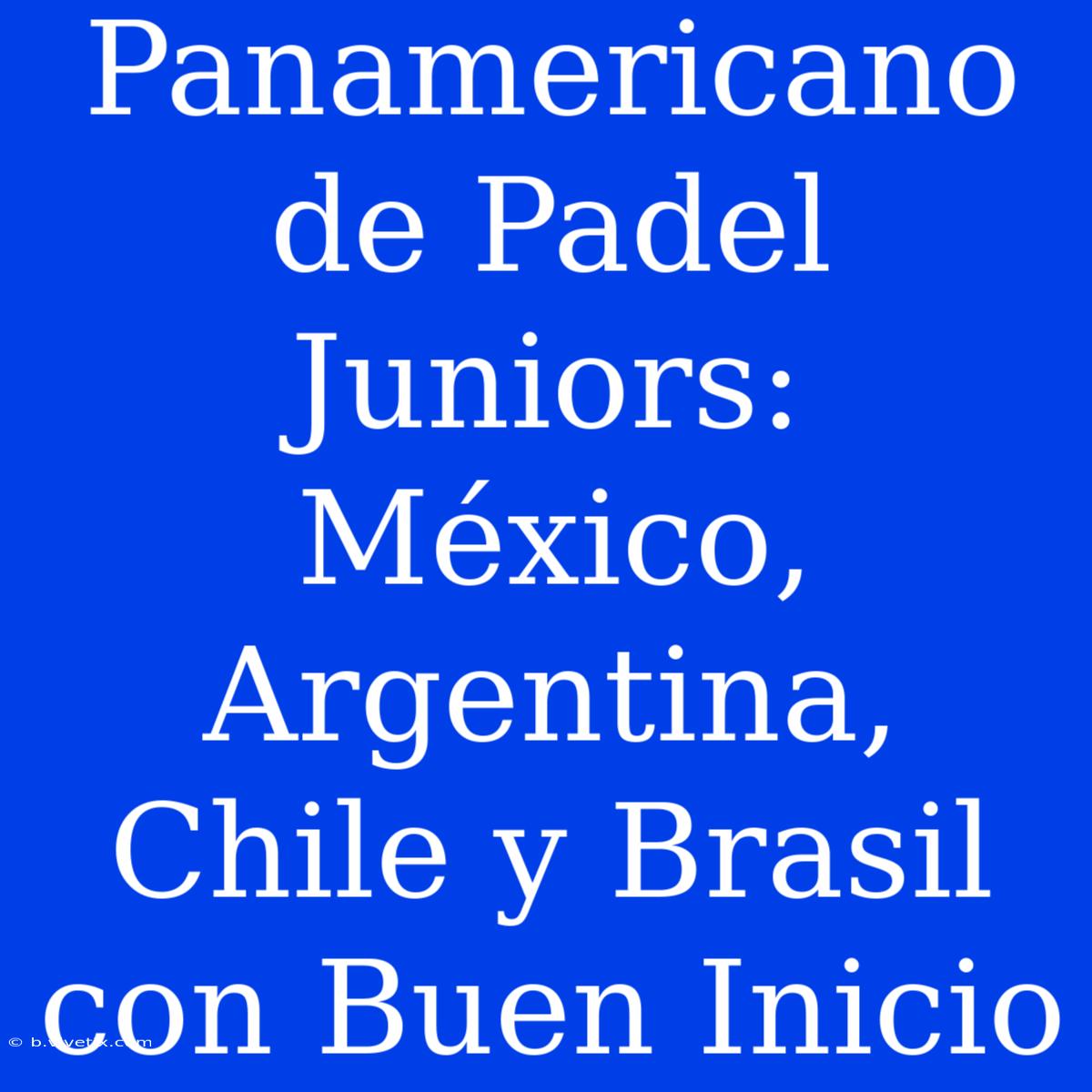 Panamericano De Padel Juniors: México, Argentina, Chile Y Brasil Con Buen Inicio