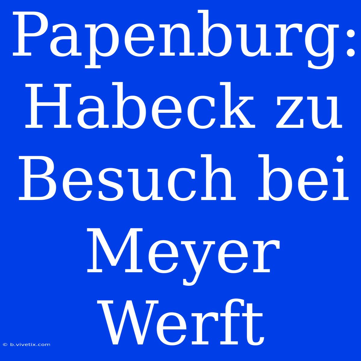 Papenburg: Habeck Zu Besuch Bei Meyer Werft