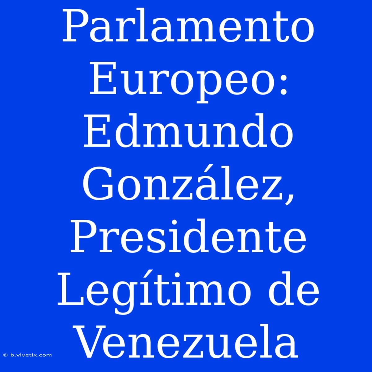 Parlamento Europeo: Edmundo González, Presidente Legítimo De Venezuela