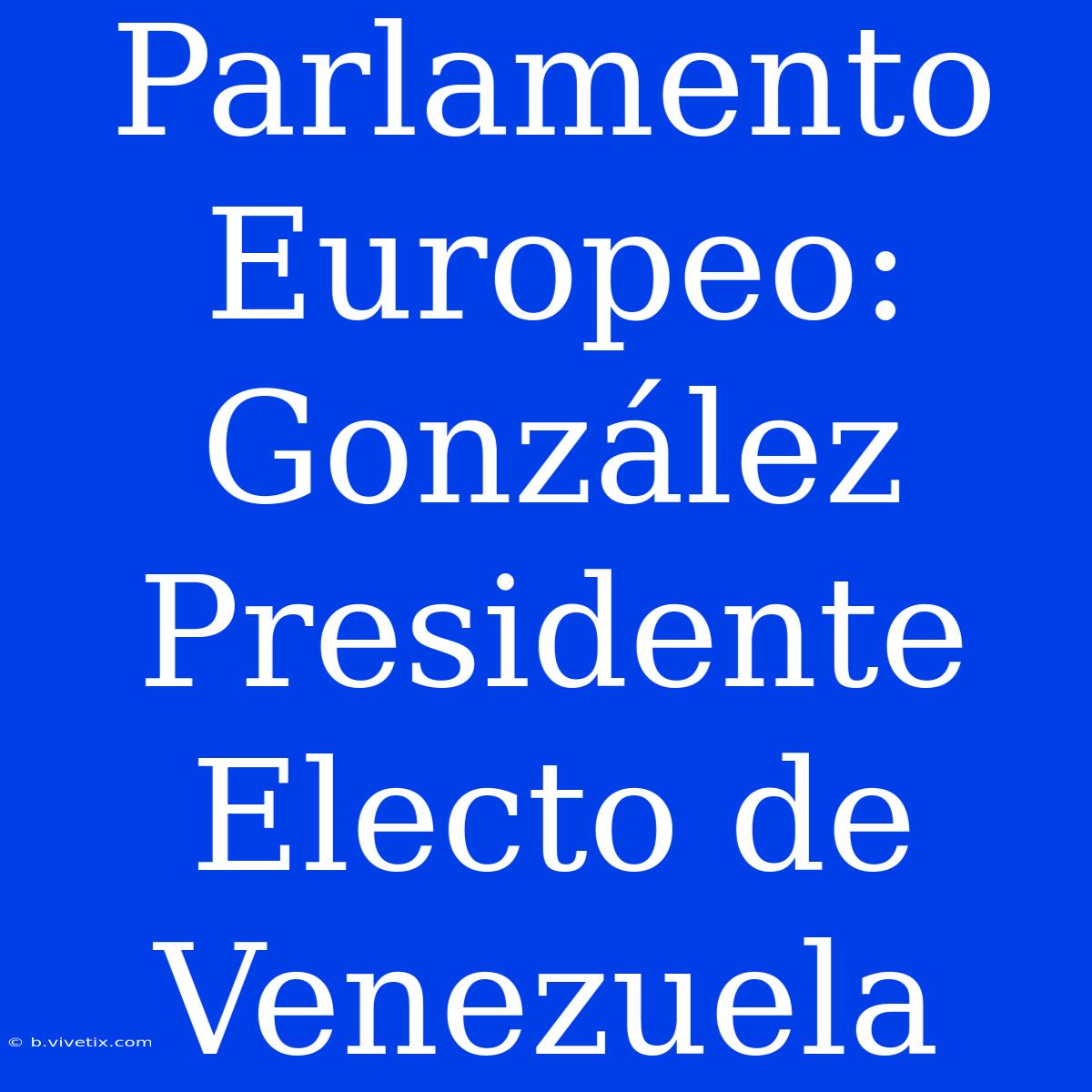 Parlamento Europeo: González Presidente Electo De Venezuela