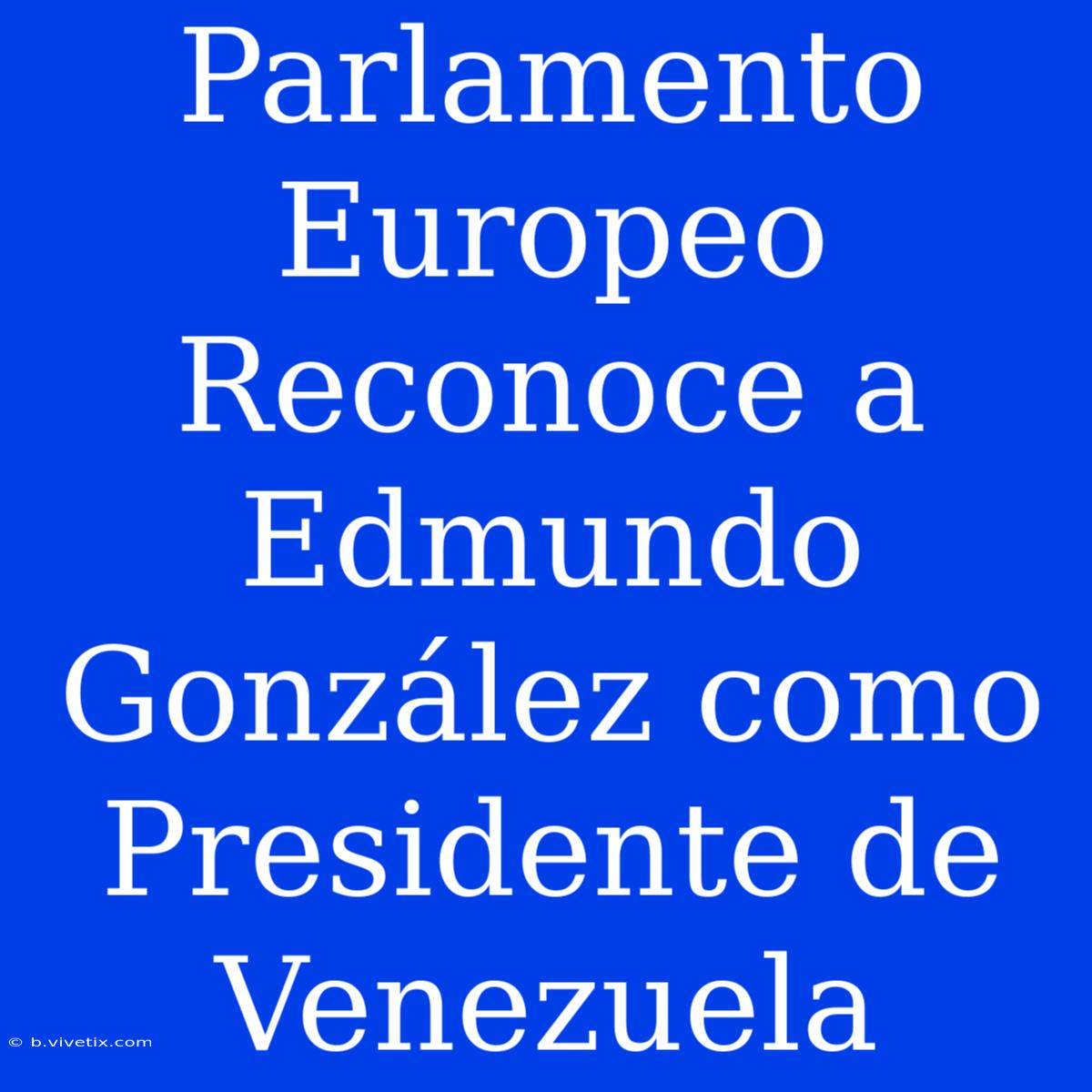 Parlamento Europeo Reconoce A Edmundo González Como Presidente De Venezuela