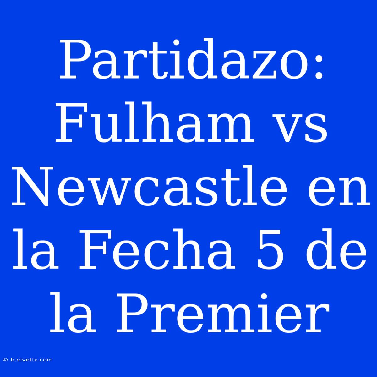 Partidazo: Fulham Vs Newcastle En La Fecha 5 De La Premier