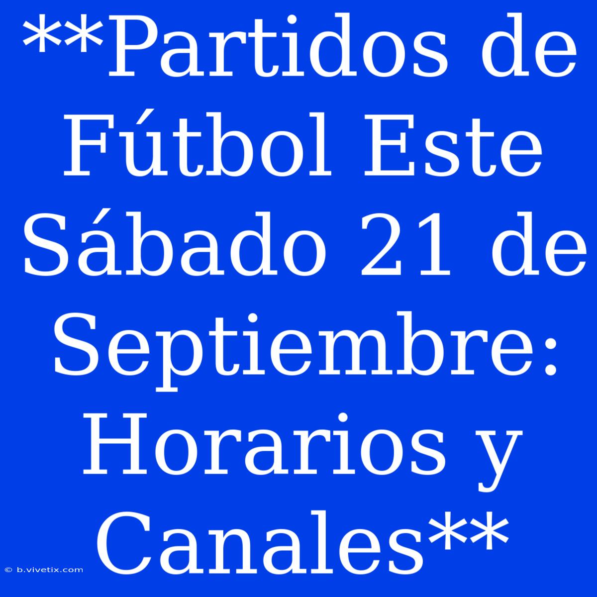 **Partidos De Fútbol Este Sábado 21 De Septiembre: Horarios Y Canales**