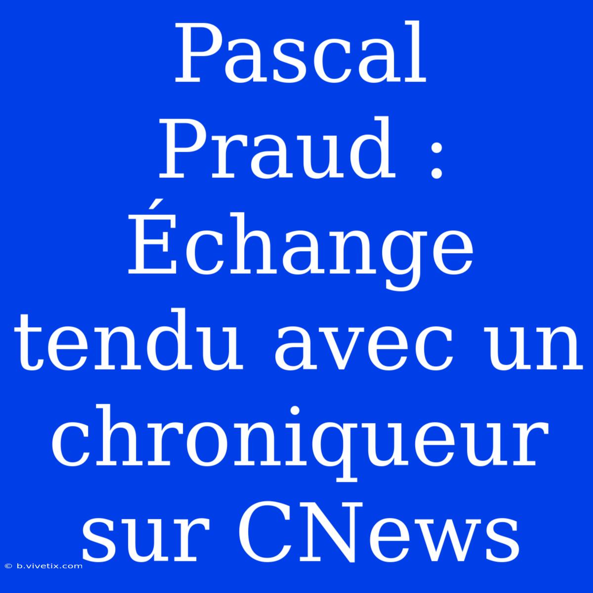 Pascal Praud : Échange Tendu Avec Un Chroniqueur Sur CNews