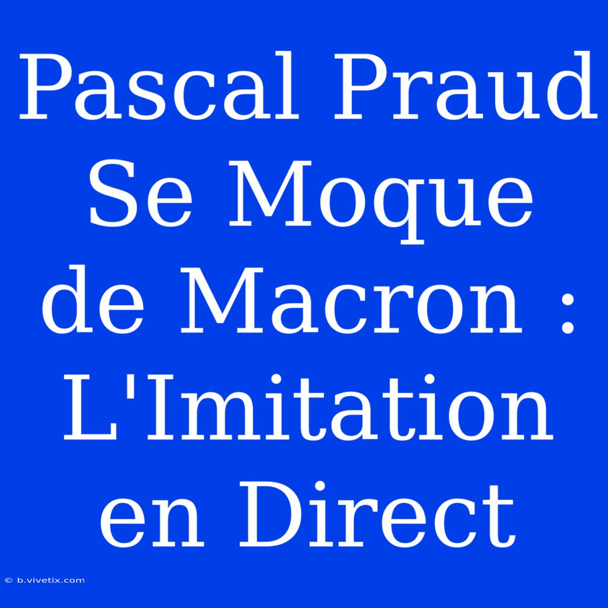 Pascal Praud Se Moque De Macron : L'Imitation En Direct