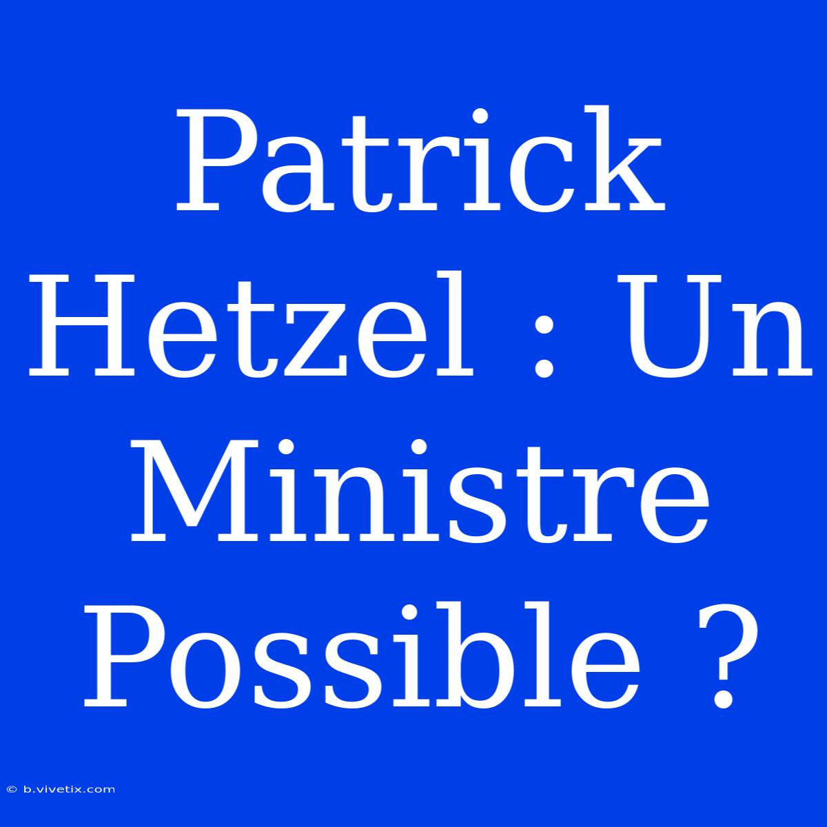 Patrick Hetzel : Un Ministre Possible ?